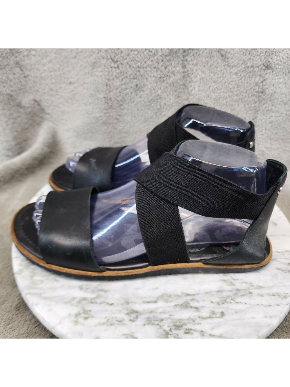 Sorel Shoes Womens Size 8 Black Leather Ella Strappy Sandals *Read*